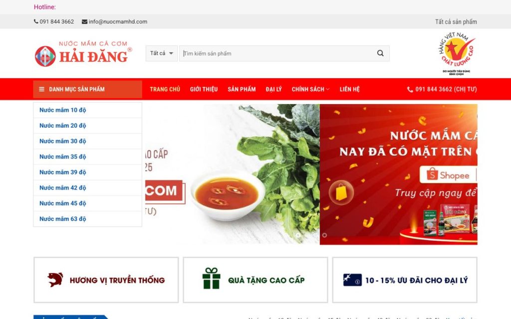 Giao diện website nuocmamhd.com